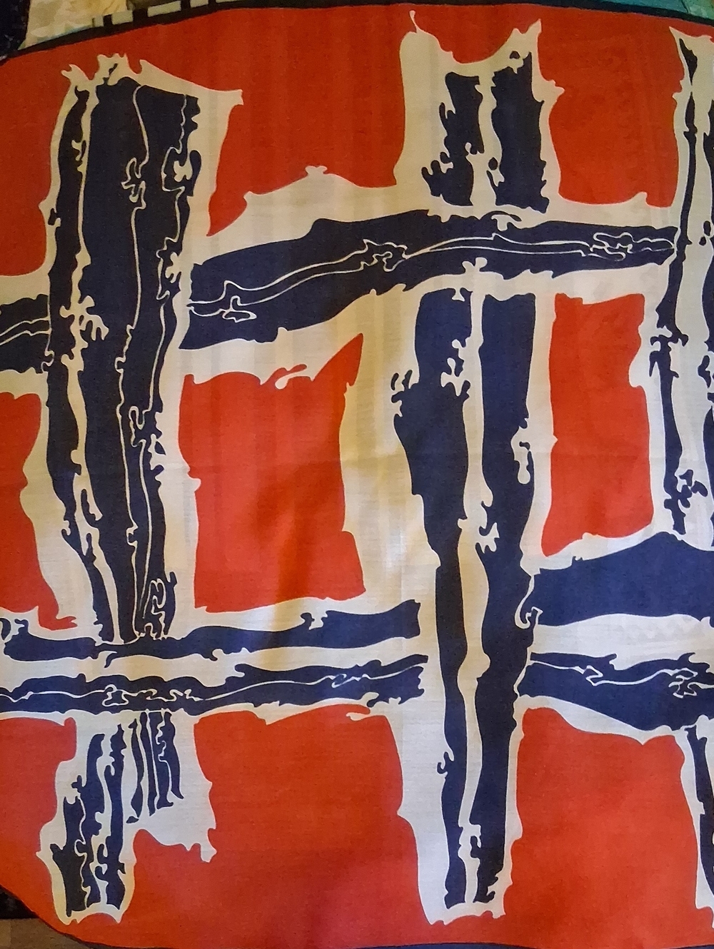 Red, White and Navy Abstract Bandana